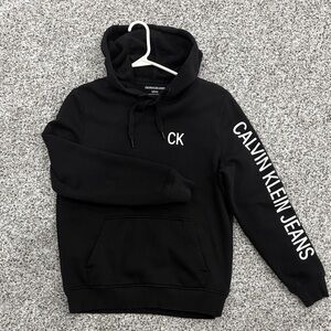 Calvin Klein Black Hoodie with Sleeve Logo